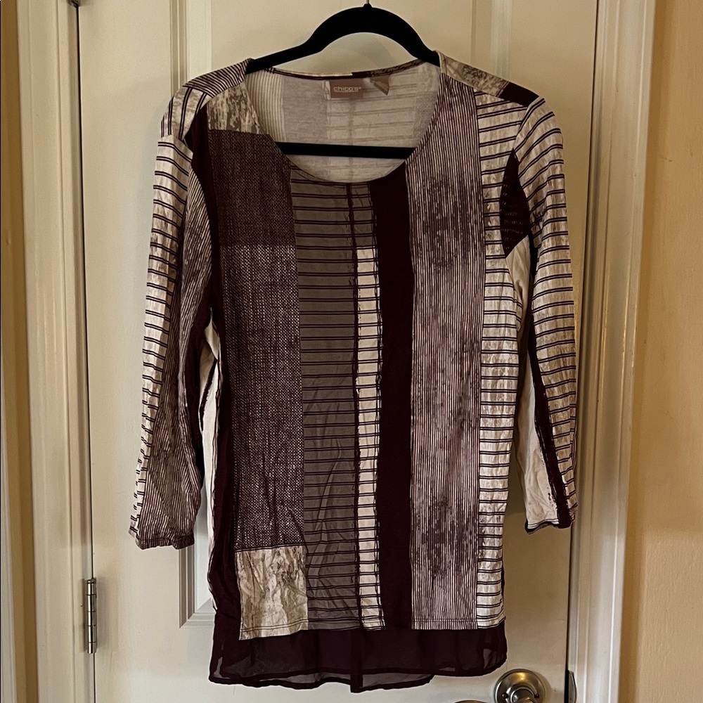Chic Burgundy and Cream Striped Top